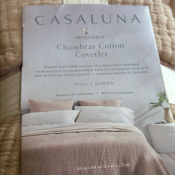 Casaluna F/Q Reversible Cotton Coverlet and 2 Standard Shams, Warm Brown - Picture 4 of 16